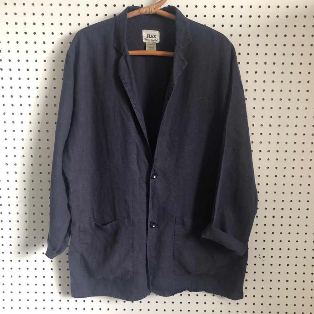 Vintage Flax Oversized Linen chore coat jacket